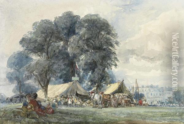 An Encampment In A Park, Possibly France Oil Painting - William, Dover Of Burgess