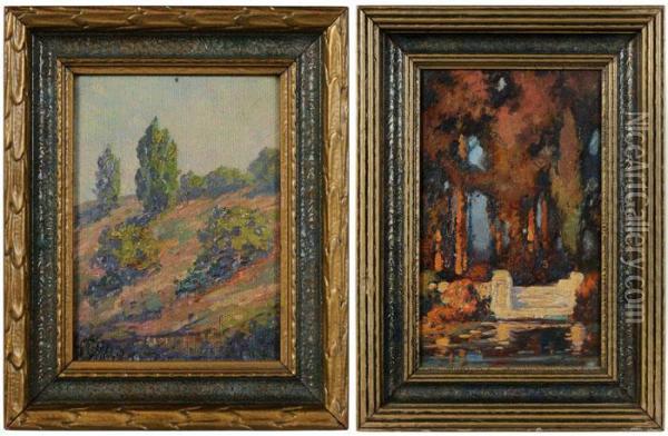 Two Landscapes: Hillside Oil Painting - Henry Joseph Breuer