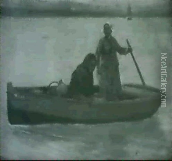 Brittany Fisher Girl Guiding The Boat Oil Painting - Robert McGregor