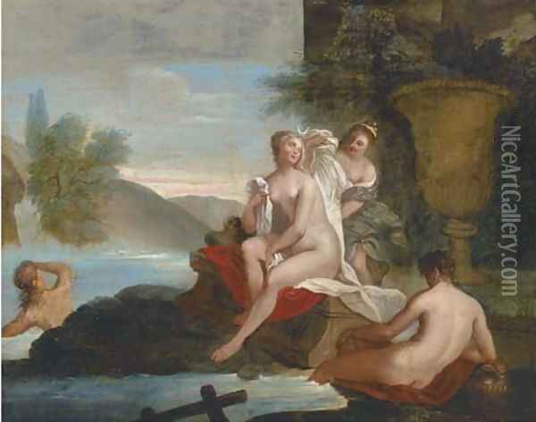 Diana and her nymphs bathing Oil Painting - Bon De Boulogne