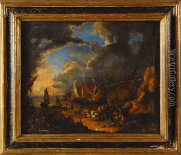 Pecheurs Sur Le Port Avant L'orage Oil Painting - Pieter Bout