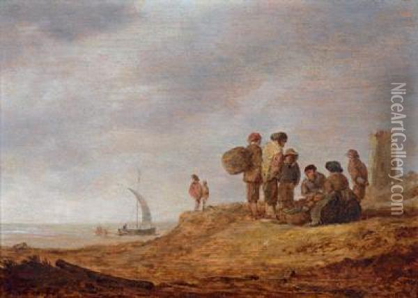 Hollandische Kustenlandschaft Mit Einem Turm Oil Painting - Jan van Goyen