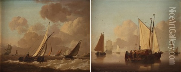 Dutch Ships At Sea (2) Oil Painting - Jan van Os