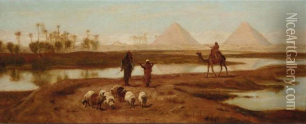 Shepherds At Gizeh Oil Painting - Frederick Goodall