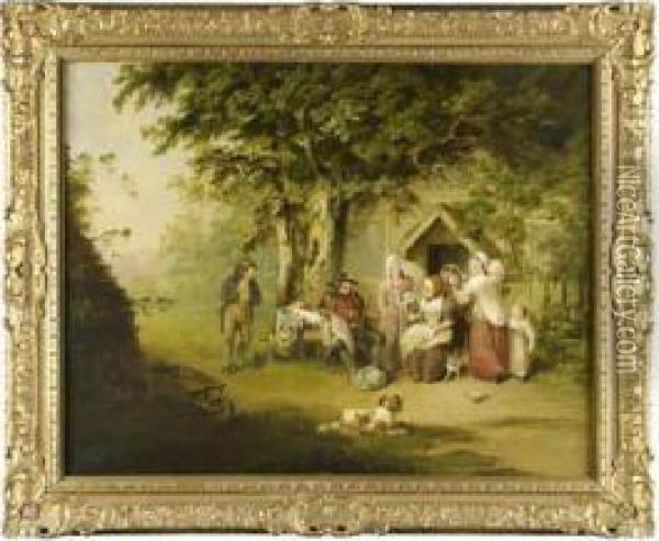 The Ribbon Seller's Visit Oil Painting - William Redmore Bigg