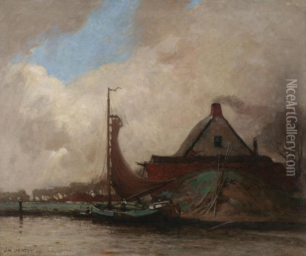 Schooner, Holland Oil Painting - John William Beatty