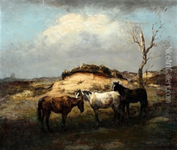 Paarden In De Duinen Oil Painting - Fedor Van Kregten