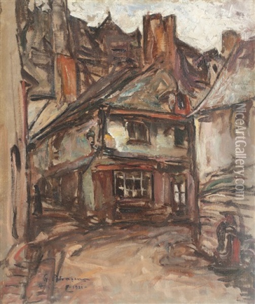 Street In Vitre Oil Painting - Gheorghe Petrascu