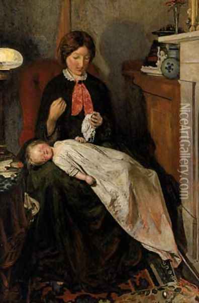 Waiting, an english fireside of 1854-5 Oil Painting - Ford Madox Brown