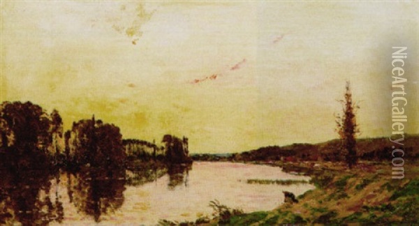 Paysage De Bords De Riviere Oil Painting - Hippolyte Camille Delpy