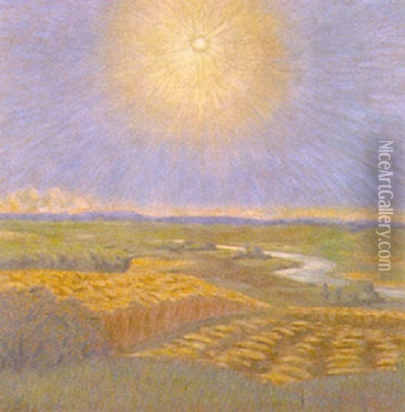 Sonne Uber Dem Kornfeld Oil Painting - Johann Vincenz Cissarz