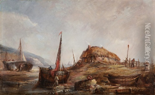 Fisherman's Village Oil Painting - William Trost Richards