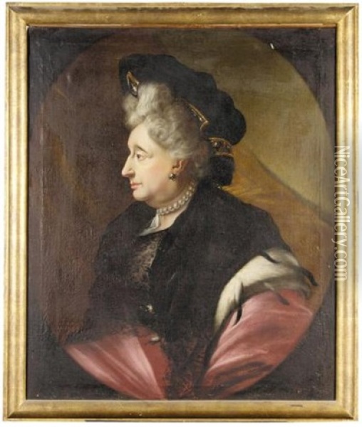 A Profile Portrait Of The Electress Sophie Of Hanover Oil Painting - Johann Conrad Eichler
