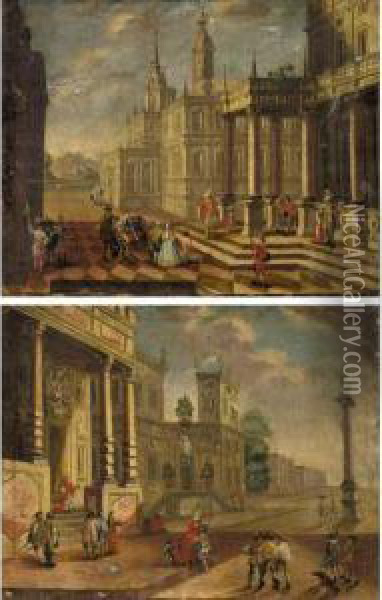 Architectural Capricci With The Story Of The Prodigal Son Oil Painting - Jacobus Saeys