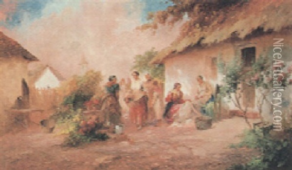 Im Bauerngarten Oil Painting - Agoston Acs
