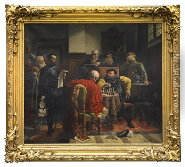 Verkundigung Des Todesurteils An Den Kurfursten Johann Friedrich Von Sachsen (1503-1554) Oil Painting - Karl Swoboda