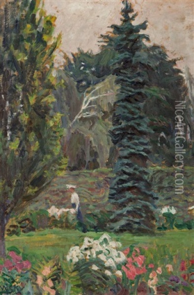 Kobieta W Parku Oil Painting - Ludwik Misky
