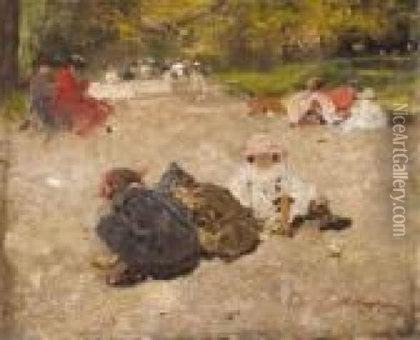 Enfants Au Parc Monceau Oil Painting - Raffaele Ragione