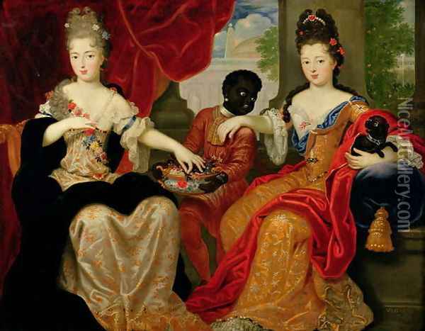 Portrait of Francoise-Marie de Bourbon 1677-1749 and Louise-Francoise de Bourbon 1673-1743 Oil Painting - Philippe Vignon