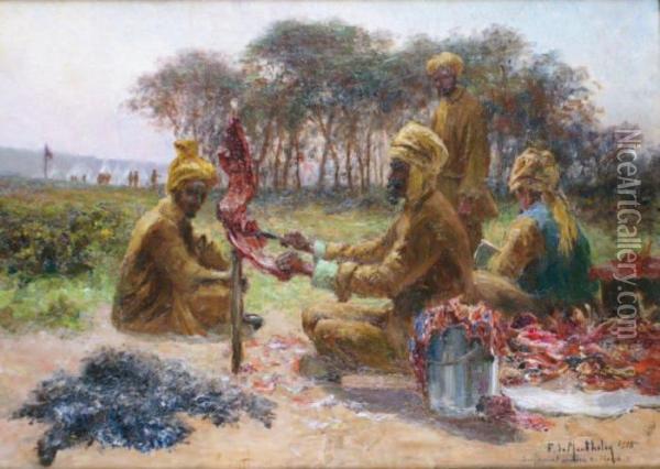 Les Bouchers Sikhs Au Camp Britanniquede Bruyeres Saint-julien Pres De Rouen Oil Painting - Francois Richard De Montholon