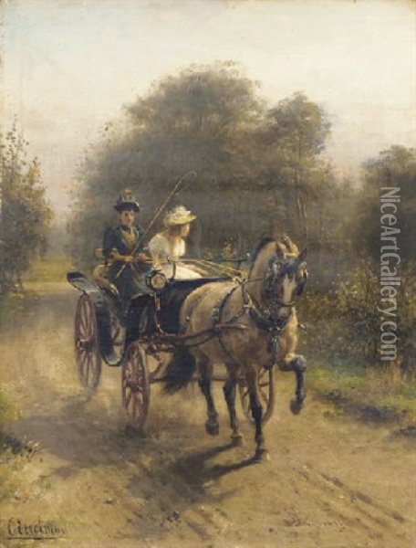 A Riding Tour On A Sunny Afternoon Oil Painting - Otto Eerelman