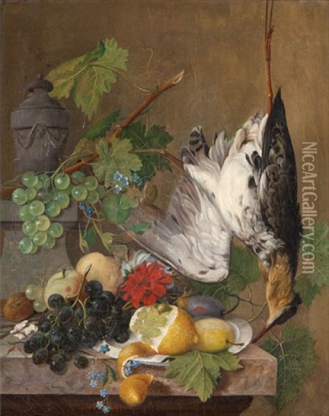 Nature Morte Aux Fruits Et Volaille Oil Painting - Cornelis van Spaendonck