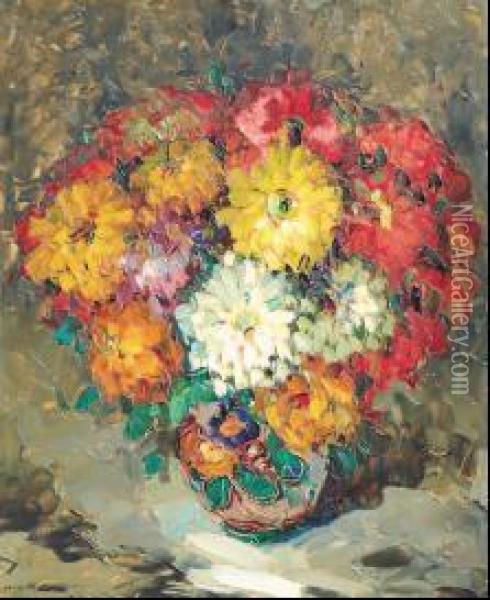 Bouquets D'anemones Oil Painting - Louis Pastour