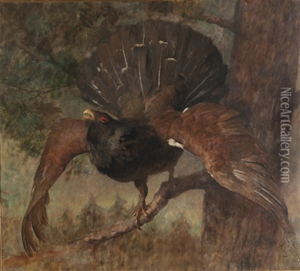 Wood Grouse Oil Painting - Franz Xaver von Pausinger