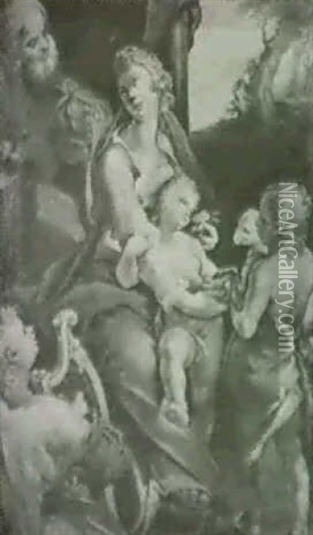 Die Heilige Familie Oil Painting - Pietro da Cortona