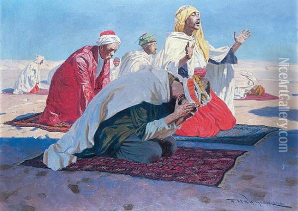 Modlitwa Arabow Oil Painting - Feliks M. Wygrzywalski