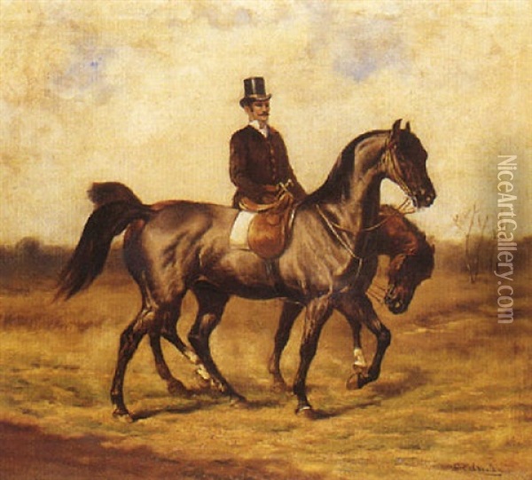 Cavalier Aux Deux Montures Oil Painting - Gustav Colsoulle