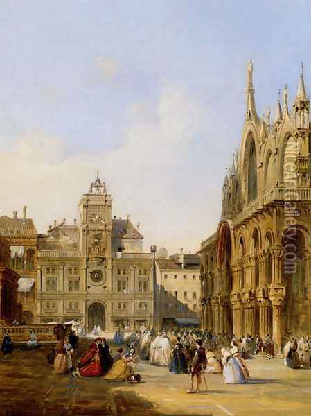 A View Of St Mark's Square Oil Painting - Edward Pritchett