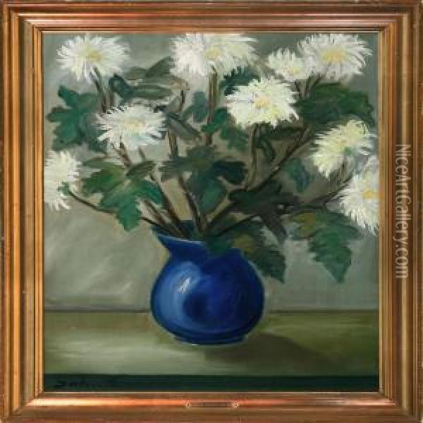 Flowers In A Vase Oil Painting - John Aksel Christensen