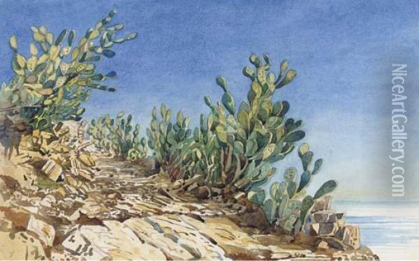 Massa Ducale; And Prickly Pears At Taormina Oil Painting - Augustus John Cuthbert Hare