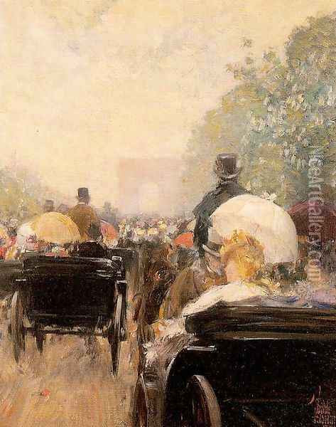 Carriage Parade 1888 Oil Painting - Childe Hassam