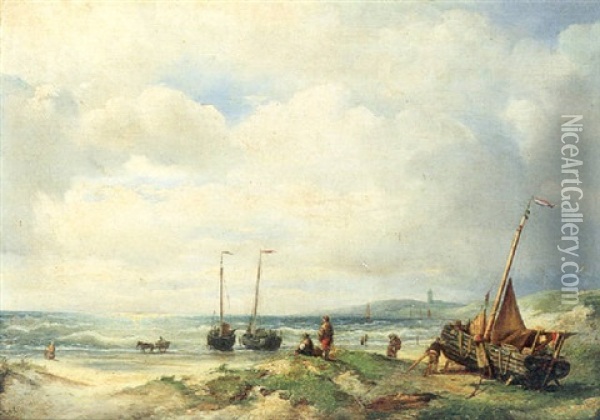 Schiffe An Der Meereskuste Oil Painting - Nicolaas Riegen