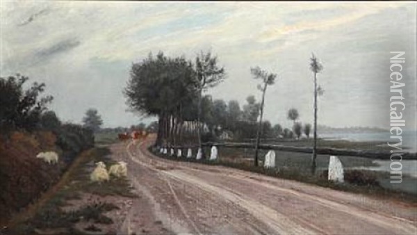 Landevej V. Faxe 1870 Oil Painting - Theodor Philipsen