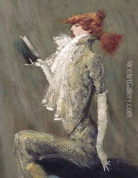 A caricature of Sarah Bernhardt Oil Painting - Simon Bussy