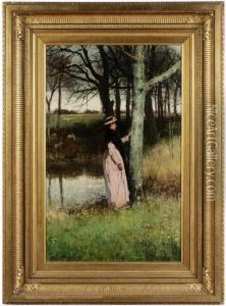 The Village Maiden - The Village Maiden Came To Read Her Own Dear Name Oil Painting - John Robertson Reid