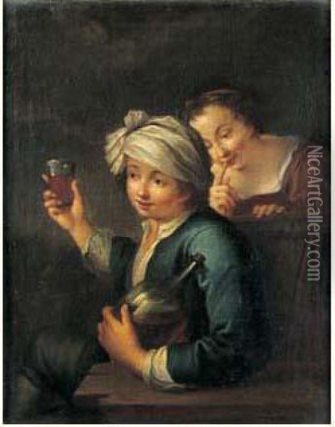 Un Jeune Buveur De Vin Oil Painting - Etienne Jeaurat