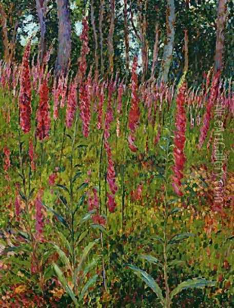 Foxgloves Oil Painting - Georges Lacombe