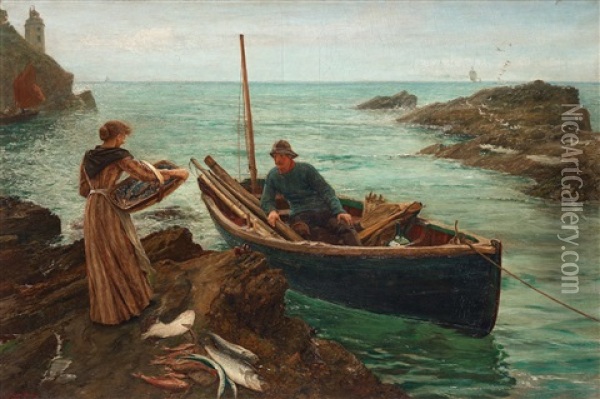 The Fisherman's Sweetheart Oil Painting - Charles Napier Hemy