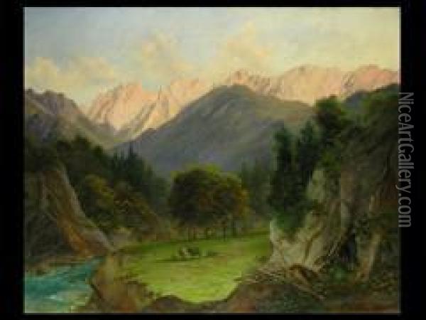 Das Kaisergebirge Oil Painting - Michael Lueger