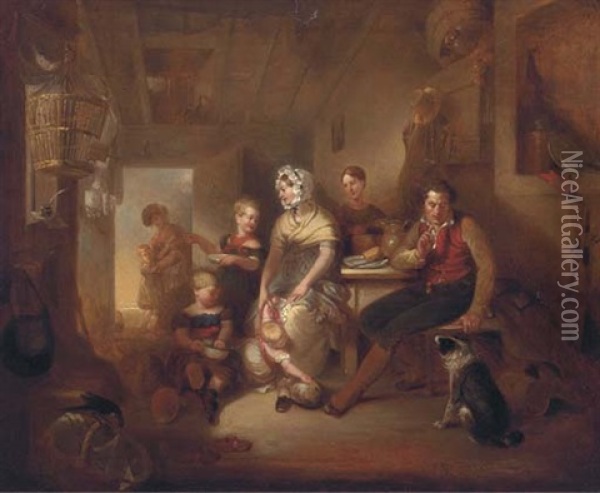 After The Meal Oil Painting - James Hamilton
