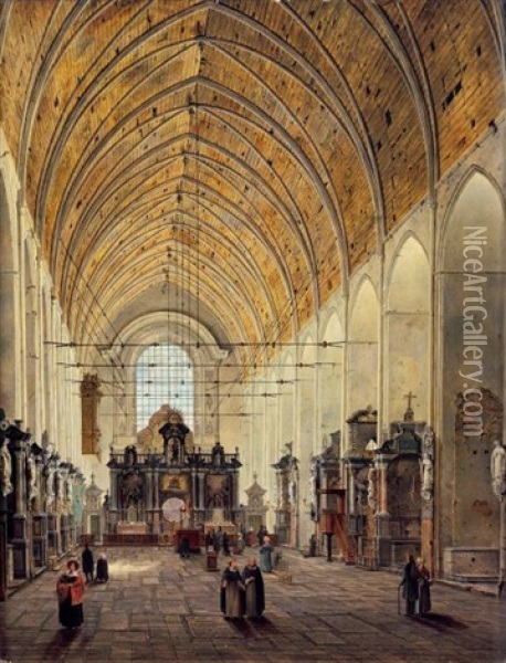 Interieur D'eglise Gantoise Oil Painting - Angelus De Baets