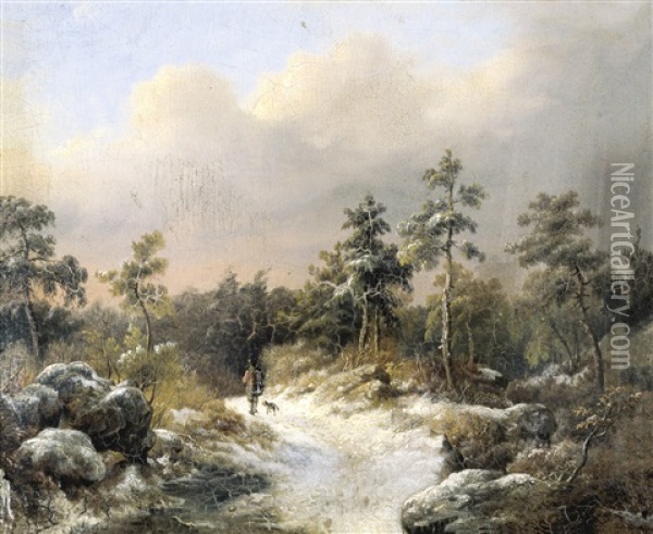 Landschap Met Reiziger Oil Painting - Frederik Marinus Kruseman