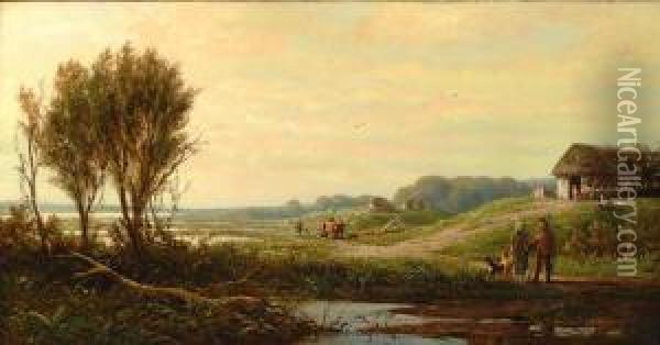 Figures In A Landscape Oil Painting - Adriaen van Everdingen