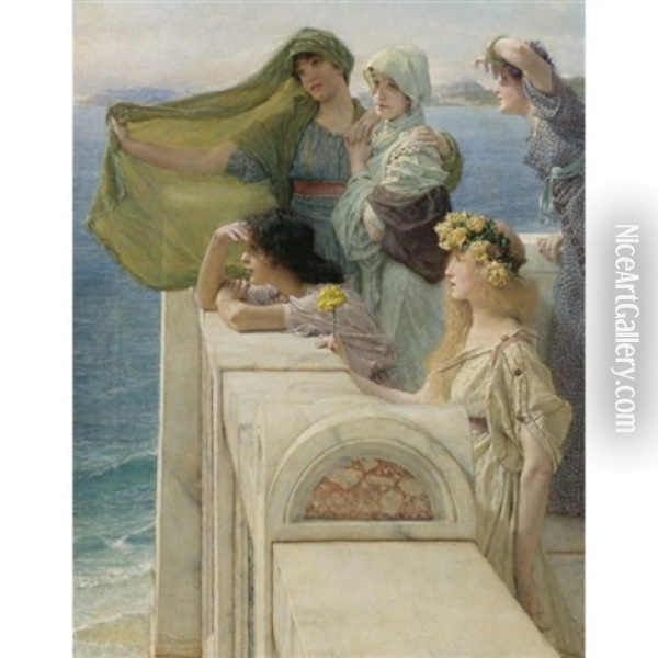At Aphrodite's Cradle (the Ever-new Horizon) Oil Painting - Sir Lawrence Alma-Tadema