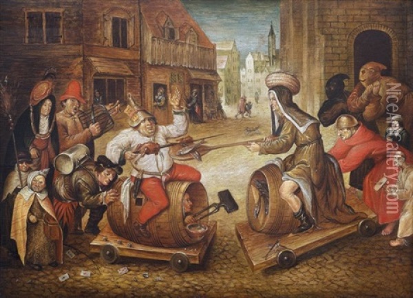 Scene De Carnaval Dans Un Village Oil Painting - Pieter Brueghel the Younger