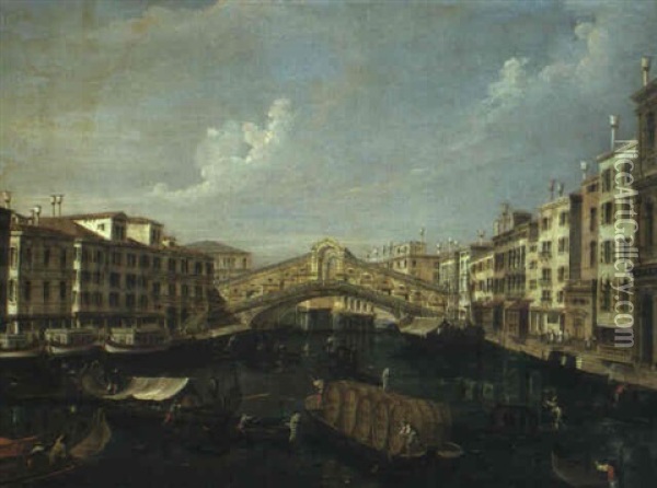Il Ponte Di Rialto Da Sud Oil Painting - Francesco Albotti